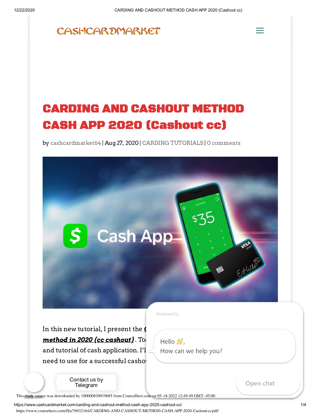 Preview image for CARDING AND CASHOUT METHOD CASH APP 2020 (Cashout cc)